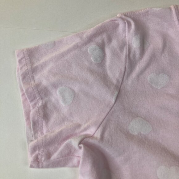 Girls Hello Kitty Tee Shirt Hearts Kitty Short Sleeve Pink L Cotton Polyester - Picture 5 of 6